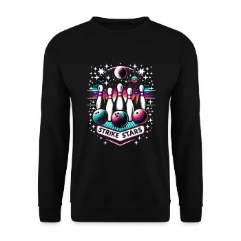 Funny bowling team bowler strike bowling club - Unisex Sweatshirt - black - Front - Alina (178cm) & Michal (187cm)