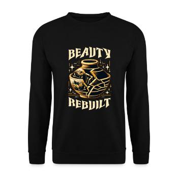 Kintsugi Kintsukuroi Imperfekte Japanische Kunst - Unisex Pullover - Schwarz - Vorne - Alina (178cm) & Michal (187cm)