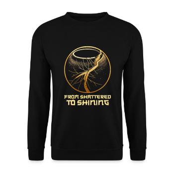 Kintsugi Kintsukuroi Imperfekte Japanische Kunst - Unisex Pullover - Schwarz - Vorne - Alina (178cm) & Michal (187cm)