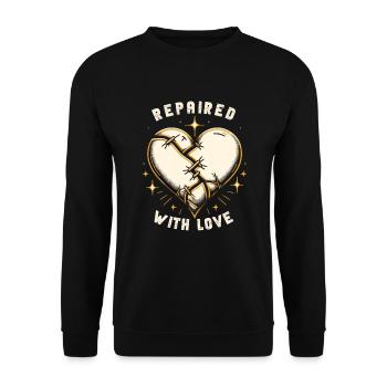 Kintsugi Kintsukuroi Imperfekte Japanische Kunst - Unisex Pullover - Schwarz - Vorne - Alina (178cm) & Michal (187cm)