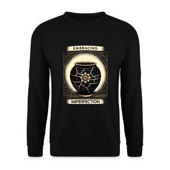 Kintsugi Kintsukuroi Imperfekte Japanische Kunst - Unisex Pullover - Schwarz - Vorne - Alina (178cm) & Michal (187cm)