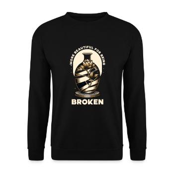 Kintsugi Kintsukuroi Imperfekte Japanische Kunst - Unisex Pullover - Schwarz - Vorne - Alina (178cm) & Michal (187cm)