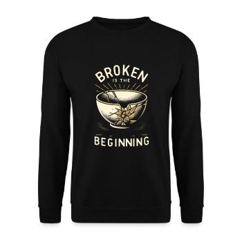 Kintsugi Kintsukuroi Imperfekte Japanische Kunst - Unisex Pullover - Schwarz - Vorne - Alina (178cm) & Michal (187cm)