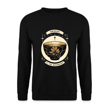 Kintsugi Kintsukuroi Imperfekte Japanische Kunst - Unisex Pullover - Schwarz - Vorne - Alina (178cm) & Michal (187cm)