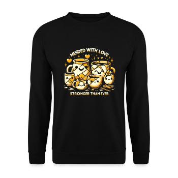 Kintsugi Kintsukuroi Imperfekte Japanische Kunst - Unisex Pullover - Schwarz - Vorne - Alina (178cm) & Michal (187cm)