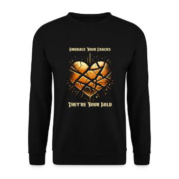 Kintsugi Kintsukuroi Imperfekte Japanische Kunst - Unisex Pullover - Schwarz - Vorne - Alina (178cm) & Michal (187cm)