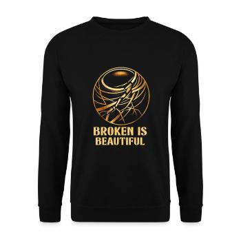 Kintsugi Kintsukuroi Imperfekte Japanische Kunst - Unisex Pullover - Schwarz - Vorne - Alina (178cm) & Michal (187cm)