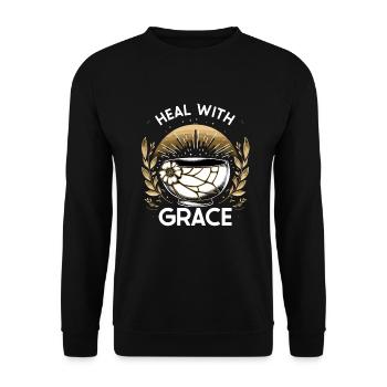 Kintsugi Kintsukuroi Imperfekte Japanische Kunst - Unisex Pullover - Schwarz - Vorne - Alina (178cm) & Michal (187cm)