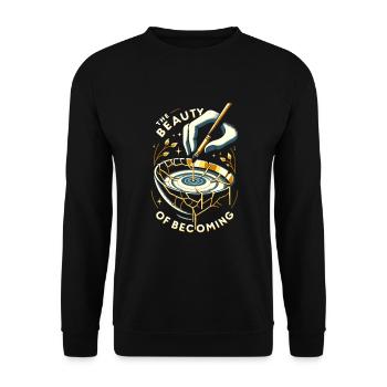 Kintsugi Kintsukuroi Imperfekte Japanische Kunst - Unisex Pullover - Schwarz - Vorne - Alina (178cm) & Michal (187cm)