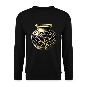 Kintsugi Kintsukuroi Imperfekte Japanische Kunst - Unisex Pullover - Schwarz - Vorne - Alina (178cm) & Michal (187cm)