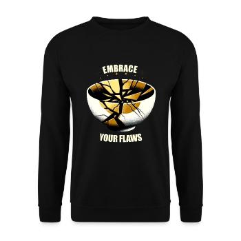 Kintsugi Kintsukuroi Imperfekte Japanische Kunst - Unisex Pullover - Schwarz - Vorne - Alina (178cm) & Michal (187cm)