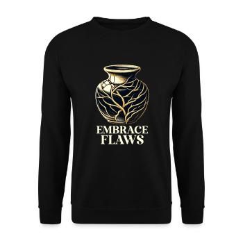 Kintsugi Kintsukuroi Imperfekte Japanische Kunst - Unisex Pullover - Schwarz - Vorne - Alina (178cm) & Michal (187cm)