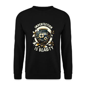 Kintsugi Kintsukuroi Imperfekte Japanische Kunst - Unisex Pullover - Schwarz - Vorne - Alina (178cm) & Michal (187cm)