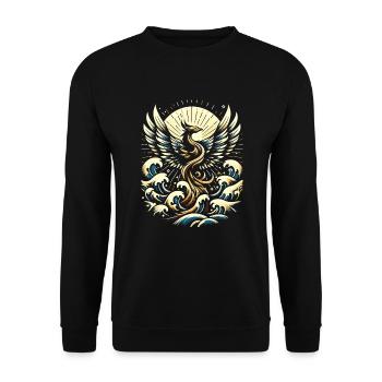 Kintsugi Kintsukuroi Imperfekte Japanische Kunst - Unisex Pullover - Schwarz - Vorne - Alina (178cm) & Michal (187cm)