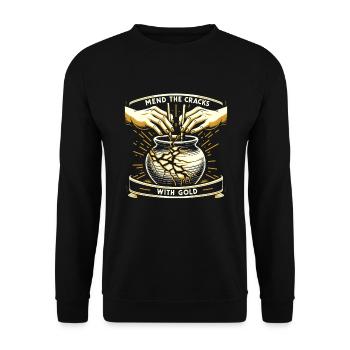 Kintsugi Kintsukuroi Imperfekte Japanische Kunst - Unisex Pullover - Schwarz - Vorne - Alina (178cm) & Michal (187cm)
