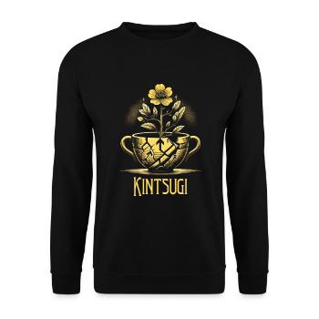 Kintsugi Kintsukuroi Imperfekte Japanische Kunst - Unisex Pullover - Schwarz - Vorne - Alina (178cm) & Michal (187cm)