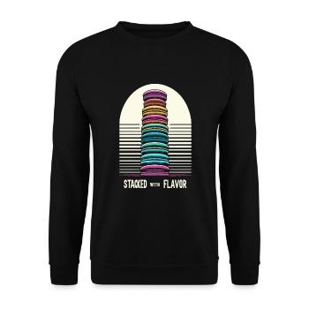 Macaron-liebhaber Französische Macarons - Unisex Pullover - Schwarz - Vorne - Alina (178cm) & Michal (187cm)