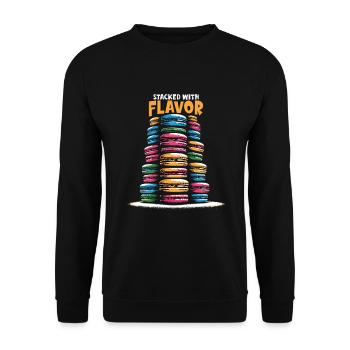 Macaron-liebhaber Französische Macarons - Unisex Pullover - Schwarz - Vorne - Alina (178cm) & Michal (187cm)