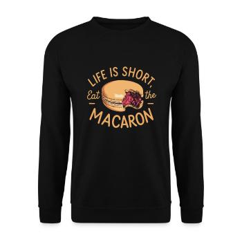 Macaron-liebhaber Französische Macarons - Unisex Pullover - Schwarz - Vorne - Alina (178cm) & Michal (187cm)