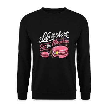 Macaron-liebhaber Französische Macarons - Unisex Pullover - Schwarz - Vorne - Alina (178cm) & Michal (187cm)