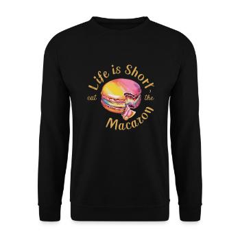 Macaron-liebhaber Französische Macarons - Unisex Pullover - Schwarz - Vorne - Alina (178cm) & Michal (187cm)