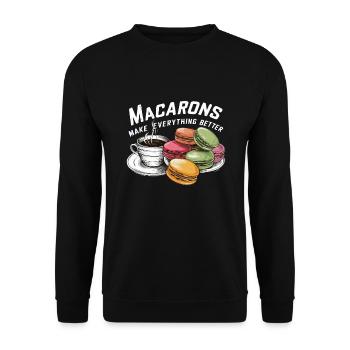 Macaron-liebhaber Französische Macarons - Unisex Pullover - Schwarz - Vorne - Alina (178cm) & Michal (187cm)