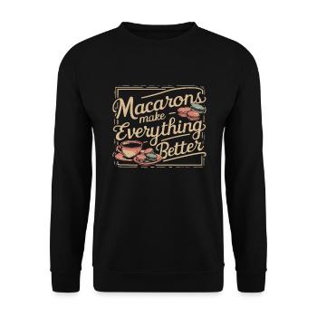 Macaron-liebhaber Französische Macarons - Unisex Pullover - Schwarz - Vorne - Alina (178cm) & Michal (187cm)