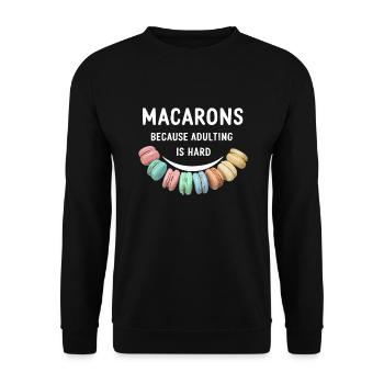 Macaron-liebhaber Französische Macarons - Unisex Pullover - Schwarz - Vorne - Alina (178cm) & Michal (187cm)