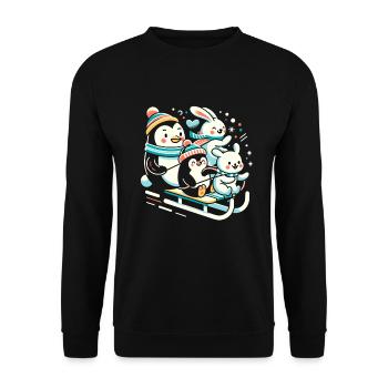 Sledding Snow Sled Winter Sport Winter Outdood - Unisex Pullover - Schwarz - Vorne - Alina (178cm) & Michal (187cm)