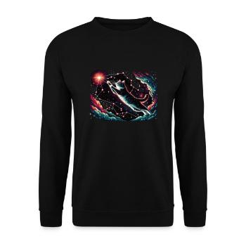 Katze Astronaut Astronomie Äußeres Sonnensystem - Unisex Pullover - Schwarz - Vorne - Alina (178cm) & Michal (187cm)