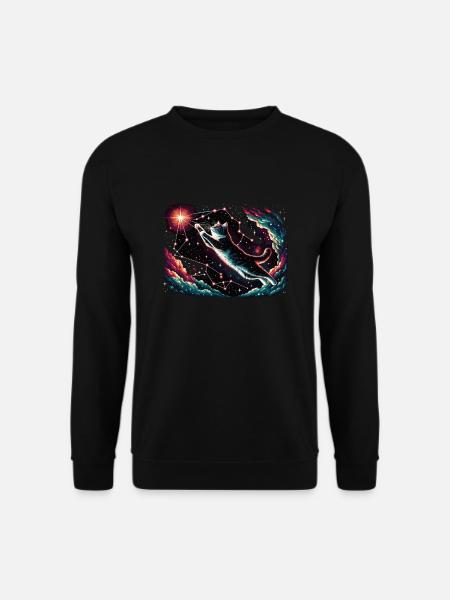 Katze Astronaut Astronomie Äußeres Sonnensystem - Unisex Pullover - Schwarz