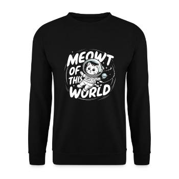 Katze Astronaut Astronomie Äußeres Sonnensystem - Unisex Pullover - Schwarz - Vorne - Alina (178cm) & Michal (187cm)