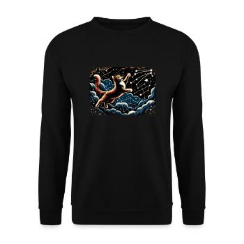 Katze Astronaut Astronomie Äußeres Sonnensystem - Unisex Pullover - Schwarz - Vorne - Alina (178cm) & Michal (187cm)