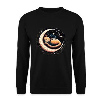 Katze Astronaut Astronomie Äußeres Sonnensystem - Unisex Pullover - Schwarz - Vorne - Alina (178cm) & Michal (187cm)