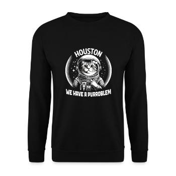 Katze Astronaut Astronomie Äußeres Sonnensystem - Unisex Pullover - Schwarz - Vorne - Alina (178cm) & Michal (187cm)