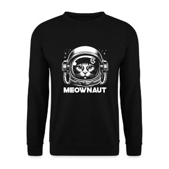 Katze Astronaut Astronomie Äußeres Sonnensystem - Unisex Pullover - Schwarz - Vorne - Alina (178cm) & Michal (187cm)