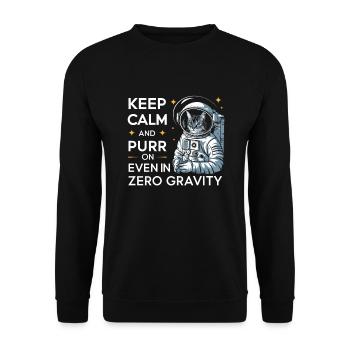 Katze Astronaut Astronomie Äußeres Sonnensystem - Unisex Pullover - Schwarz - Vorne - Alina (178cm) & Michal (187cm)