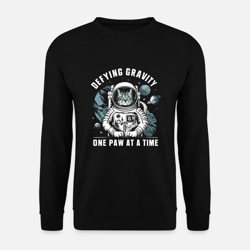 Katze Astronaut Astronomie Äußeres Sonnensystem - Unisex Pullover - Schwarz