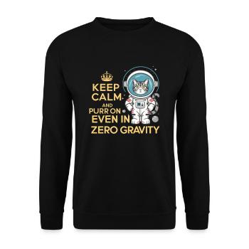 Katze Astronaut Astronomie Äußeres Sonnensystem - Unisex Pullover - Schwarz - Vorne - Alina (178cm) & Michal (187cm)