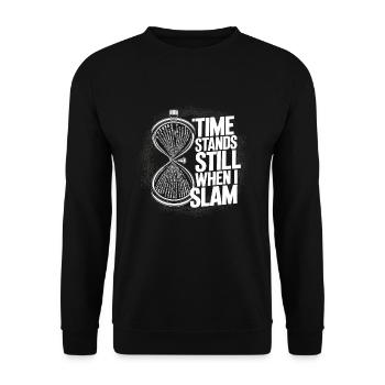 Poetry Slam Writer Poet Literature Slam Poetry Day - Unisex Pullover - Schwarz - Vorne - Alina (178cm) & Michal (187cm)