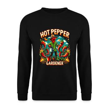 Amateurs de cuisine épicée, Chili Peppers Chef - Sweat-shirt Unisexe - noir - Devant - Alina (178cm) & Michal (187cm)