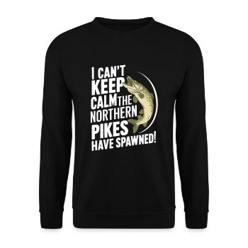 Northern Pike Fisherman Pike Fishing Rod Pike Fish - Unisex Sweatshirt - black - Front - Alina (178cm) & Michal (187cm)