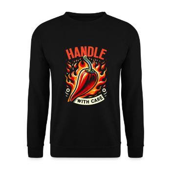 Amateurs de cuisine épicée, Chili Peppers Chef - Sweat-shirt Unisexe - noir - Devant - Alina (178cm) & Michal (187cm)