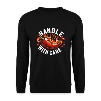 Amateurs de cuisine épicée, Chili Peppers Chef - Sweat-shirt Unisexe - noir - Devant - Alina (178cm) & Michal (187cm)
