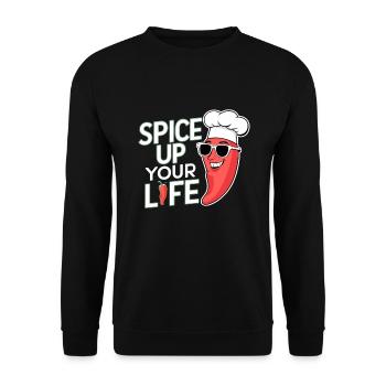 Amateurs de cuisine épicée, Chili Peppers Chef - Sweat-shirt Unisexe - noir - Devant - Alina (178cm) & Michal (187cm)