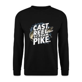 Northern Pike Fisherman Pike Fishing Rod Pike Fish - Unisex Sweatshirt - black - Front - Alina (178cm) & Michal (187cm)