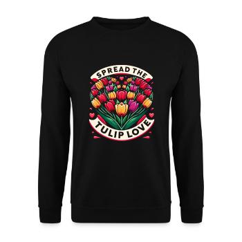 Tulipes Tulipe Blossom Oui, je parle de tulipes - Sweat-shirt Unisexe - noir - Devant - Alina (178cm) & Michal (187cm)