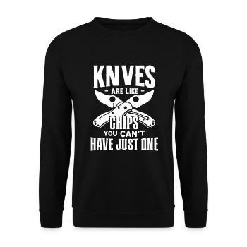 Knife Collector Knife Collection Hunting Fishing - Unisex Pullover - Schwarz - Vorne - Alina (178cm) & Michal (187cm)