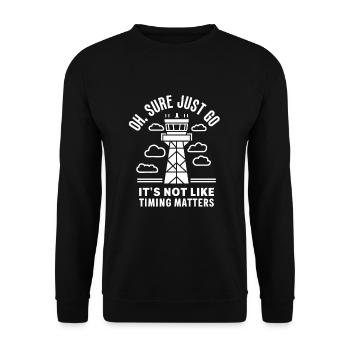 Air Traffic Controller Aircraft Flight Service - Unisex Sweatshirt - black - Front - Alina (178cm) & Michal (187cm)
