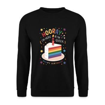 Birthgay Gay Pride Flag Mois de la fierté Egalité des droits - Sweat-shirt Unisexe - noir - Devant - Alina (178cm) & Michal (187cm)